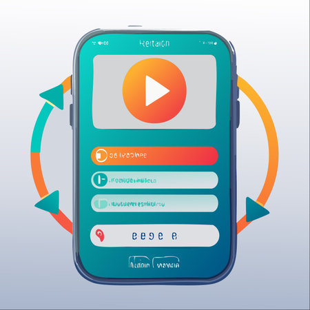 A sleek smartphone displays a modern and intuitive user interface for a video streaming application.のイラスト素材
