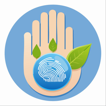 A conceptual illustration representing the harmony between human identity, technology, and nature.のイラスト素材