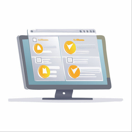 An illustration of a modern computer monitor displaying an e-commerce website or application.のイラスト素材