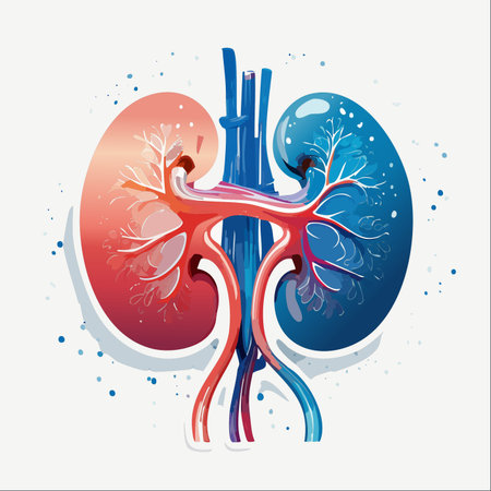 A vibrant and artistic depiction of the human renal system.のイラスト素材