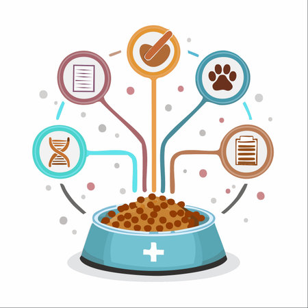 An infographic illustration showcasing the science behind modern pet food.のイラスト素材