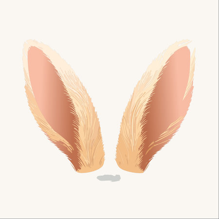 A pair of soft, fluffy bunny ears peeking up, isolated on a clean background. This charming and whimsical illustration captures the playful spirit of Easter and the gentle innocence of springtime.のイラスト素材