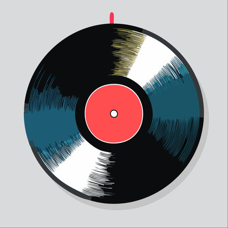 A modern take on a classic icon. This stylized vinyl record spins with vibrant colors, blending nostalgic vibes with contemporary graphic design.のイラスト素材