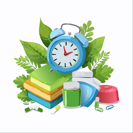 A conceptual illustration representing the intersection of education, time management, and modern wellness.のイラスト素材