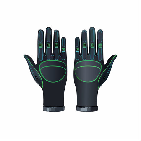 A pair of high-tech virtual reality gloves isolated on a white background.のイラスト素材