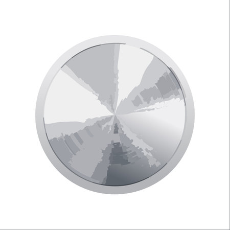 A clean, modern vector illustration of a round, brushed metal button isolated on a white background.のイラスト素材