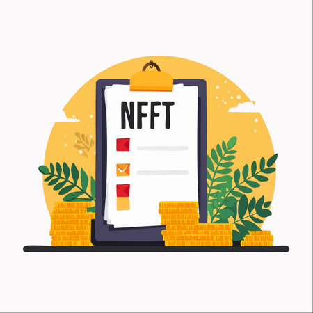 An illustration representing the concept of NFFT, showcasing a checklist for verifying or creating digital assets.のイラスト素材