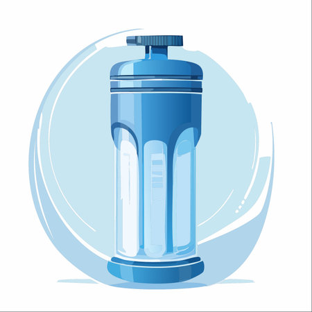 An illustration of a modern, portable water filter bottle, symbolizing access to clean, purified water anywhere.のイラスト素材