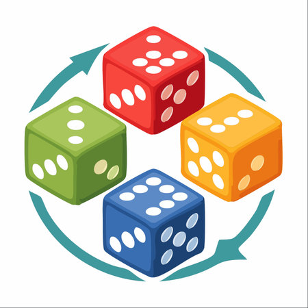 Four colorful isometric diceのイラスト素材