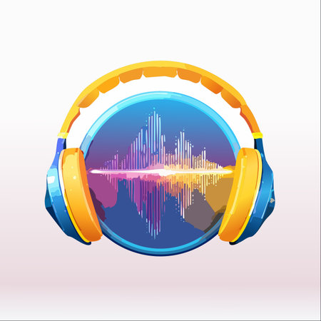Immerse yourself in a world of vibrant sound with this modern illustration.のイラスト素材