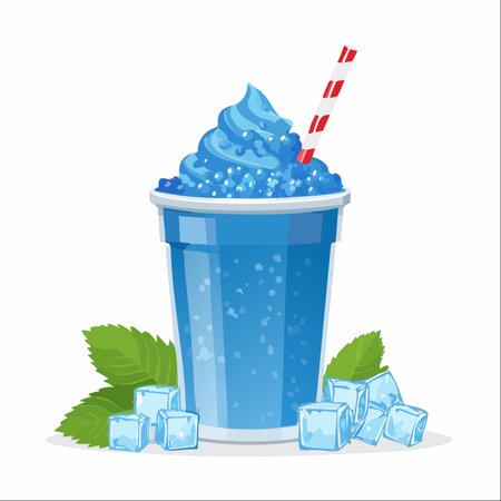A vibrant blue slushie offers a burst of icy refreshment on a hot day.のイラスト素材