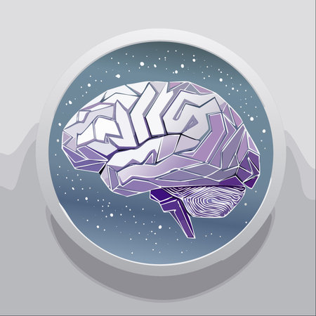 A stylized illustration of a human brain rendered in a geometric, polygonal style.