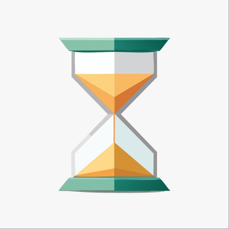 A modern, stylized hourglass icon with golden sand flowing, symbolizing the constant passage of time.のイラスト素材