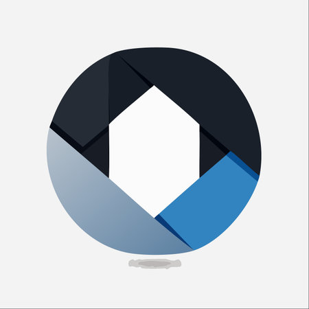A clean and modern vector illustration of a camera aperture or shutter.