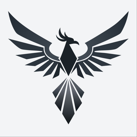 A powerful and elegant phoenix rises, its wings spread in a display of strength and rebirth.のイラスト素材