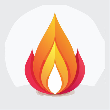 A vibrant and dynamic illustration of a fire flame, crafted with a modern, layered paper-cut style.のイラスト素材