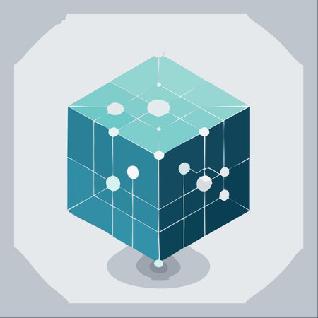An isometric representation of a digital data block, symbolizing the core of a decentralized network.のイラスト素材