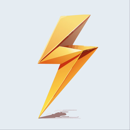 Capturing the essence of pure energy, this glossy golden lightning bolt strikes with dynamic force.のイラスト素材