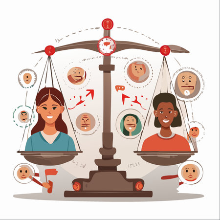 An illustration symbolizing the delicate balance of social justice and equality.のイラスト素材