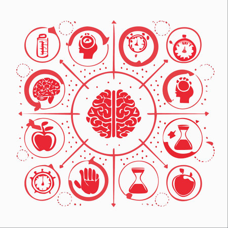 A conceptual illustration showcasing the key elements for optimal brain function and mental...