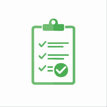 A simple green vector icon of a clipboard with a completed checklist. The final checkmark is highlighted, symbolizing successful task completion, passing an inspection, or final approval.のイラスト素材