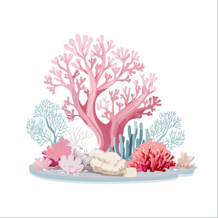 A vibrant and delicate underwater garden flourishes in this beautiful illustration.のイラスト素材