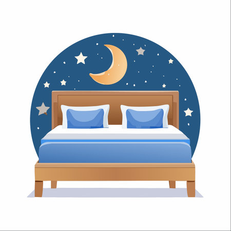 A vector illustration of a comfortable bed ready for a restful night.のイラスト素材