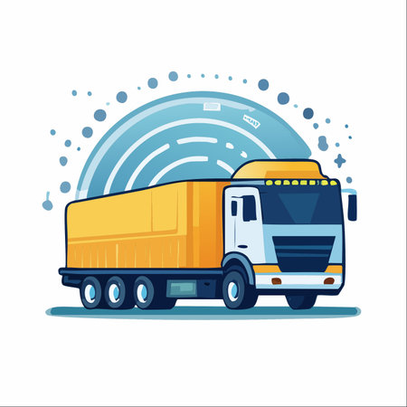 A modern semi-truck illustration symbolizing the backbone of global commerce.のイラスト素材
