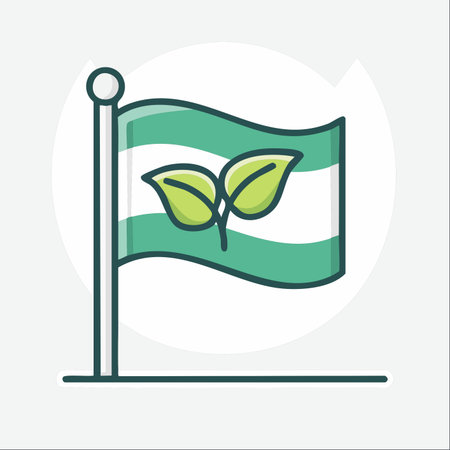 A symbol of a commitment to the planet, this flag features a young plant representing growth, nature, and environmentalism.のイラスト素材