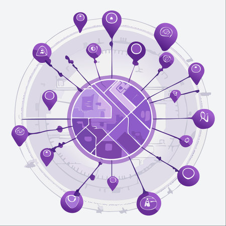 An abstract visualization of a digital city map, serving as a central hub for a network of...