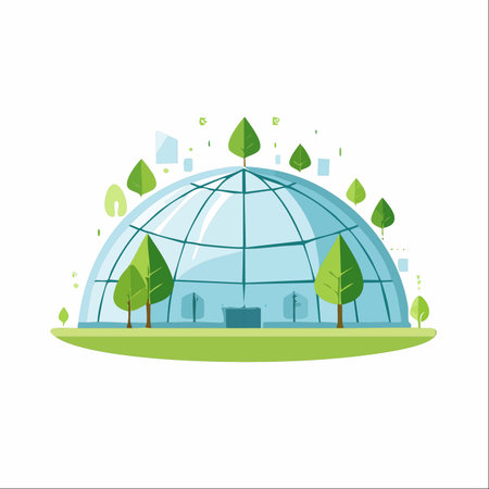 An innovative biodome stands as a symbol of a sustainable future.のイラスト素材