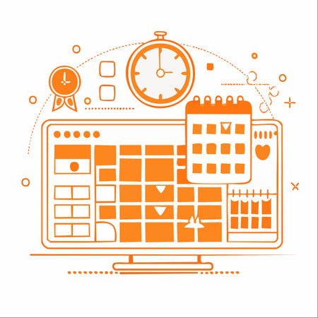 A conceptual doodle-style illustration showcasing the tools for modern productivity.のイラスト素材