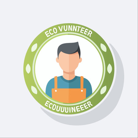 A dedicated environmental volunteer represented by this clean, modern icon. This badge symbolizes a commitment to green initiatives, conservation efforts, and community action for a healthier planet.のイラスト素材