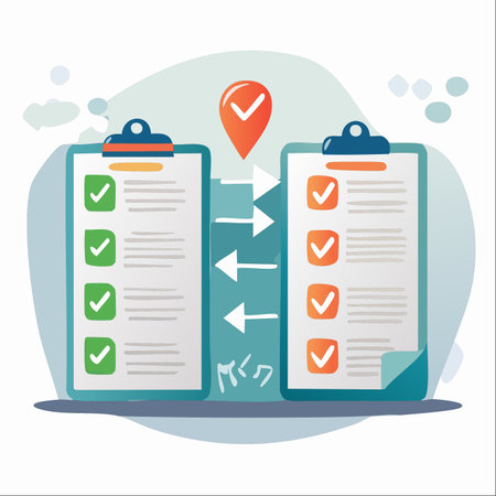 An illustration showcasing two clipboards with completed checklists, symbolizing a dynamic workflow.のイラスト素材