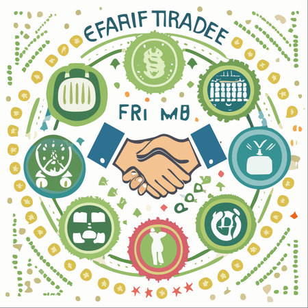 A symbolic illustration of a successful business agreement, centered around a firm handshake.のイラスト素材