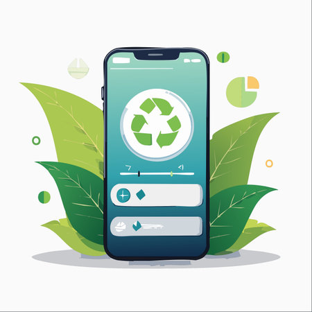 A modern smartphone displays a user-friendly interface for a recycling and sustainability app.のイラスト素材