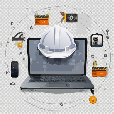 A conceptual illustration symbolizing the integration of modern technology in industry.のイラスト素材