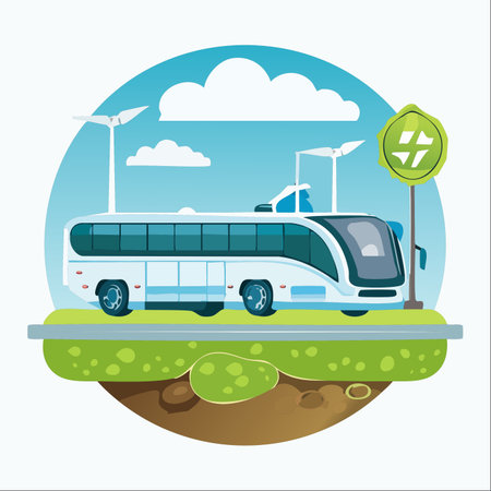 An illustration showcasing the future of public transportation.のイラスト素材