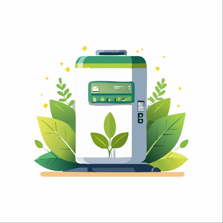 An illustration of a modern vending machine offering fresh, healthy, and organic choices.のイラスト素材