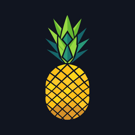 A vibrant and modern illustration of a pineapple, crafted with clean geometric shapes.のイラスト素材