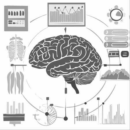 A conceptual illustration depicting the intricate relationship between the human brain and data analysis.のイラスト素材
