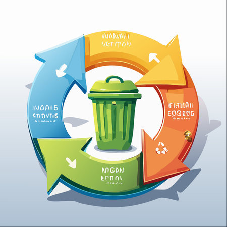 A clear and modern infographic illustrating the circular process of recycling.のイラスト素材