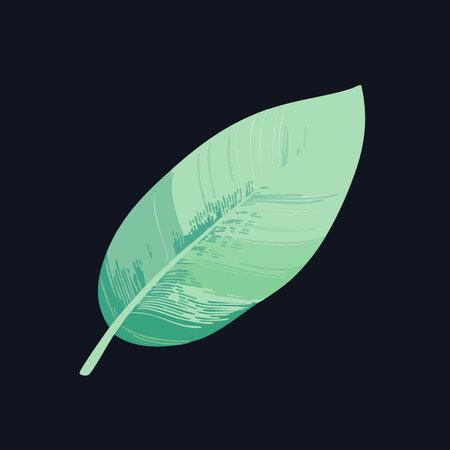 A single, stylized green leaf is depicted with clean lines and subtle textures, isolated on a white background.のイラスト素材