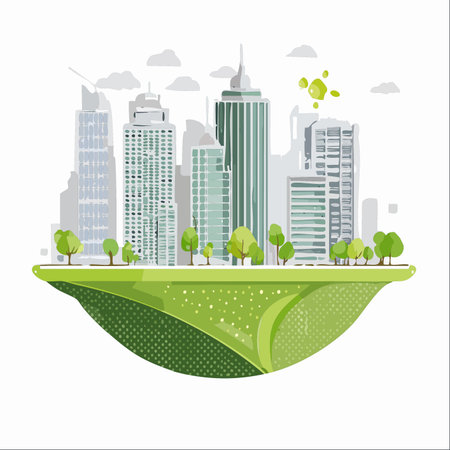 An imaginative vision of a future metropolis where technology and nature coexist in perfect harmony.のイラスト素材