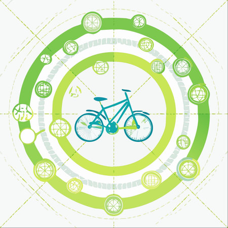 An illustrative concept promoting sustainable living and eco-friendly transportation.のイラスト素材