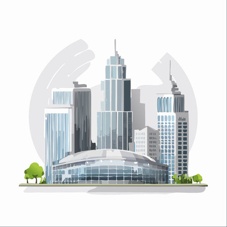 An elegant vector illustration captures the essence of a bustling downtown core.のイラスト素材