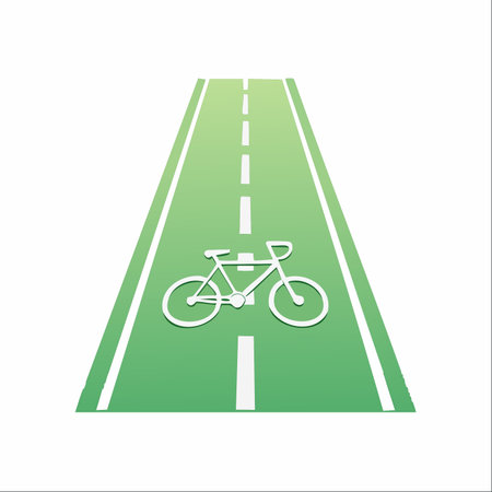 An illustration of a dedicated green bike lane with a clear bicycle symbol, representing a commitment to eco-friendly urban planning, healthy lifestyles, and sustainable transportation choices for a .のイラスト素材