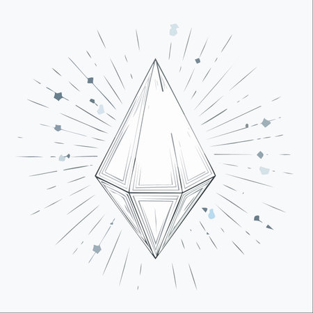 A perfectly cut gemstone, its facets outlined with clean, precise lines.のイラスト素材