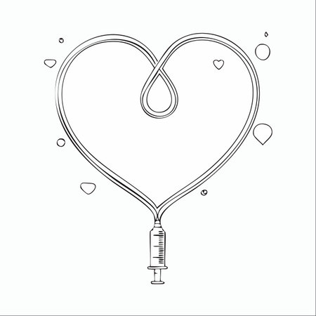 A minimalist line drawing illustrating the powerful connection between medicine and life.のイラスト素材