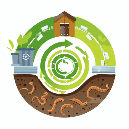 An illustrative infographic demonstrating the complete vermicomposting cycle.のイラスト素材